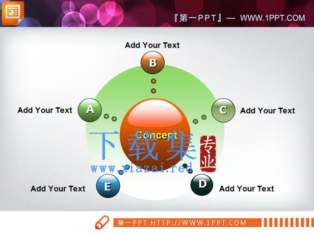 五角PPT关系图