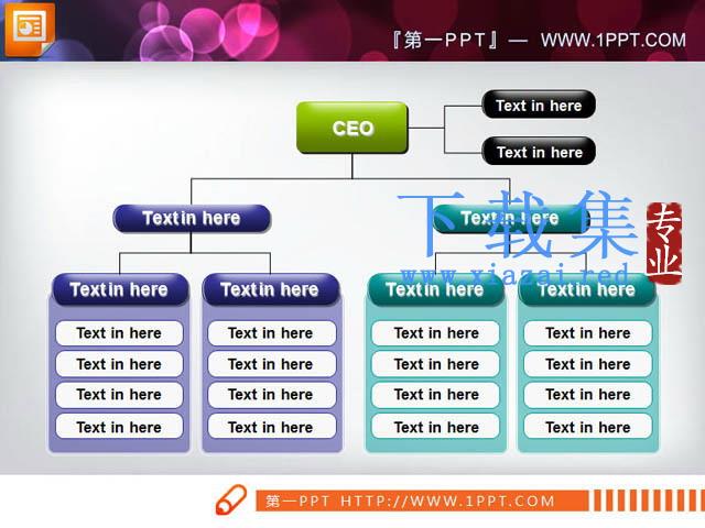 简洁的公司组织结构图PPT图表素材