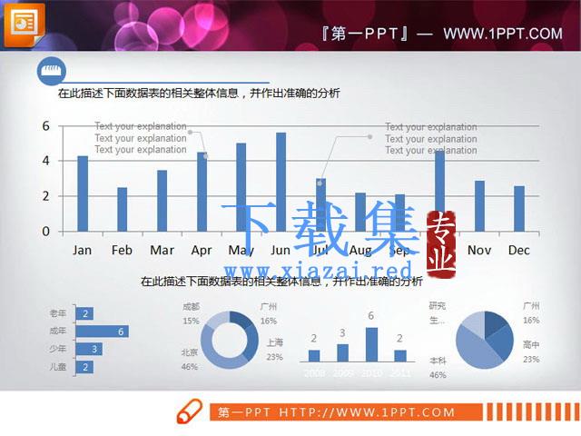 人员构成分析PPT条形图模板下载