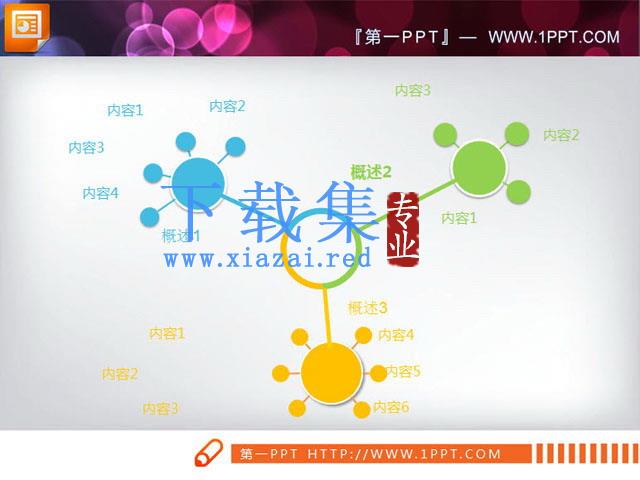 树状扩散关系PowerPoint图表模板