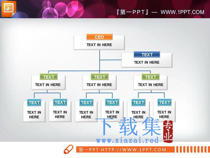 三张彩色实用公司组织机构PPT树形图