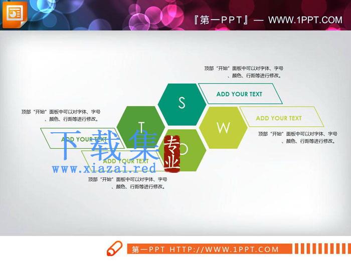 三张简洁swot幻灯片图表