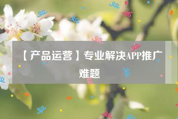 【产品运营】专业解决APP推广难题