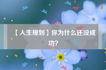 【人生规划】你为什么还没成功？