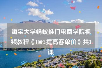 淘宝大学蚂蚁推门电商学院视频教程《100%提高客单价》共3课