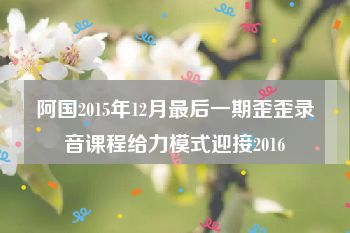 阿国2015年12月最后一期歪歪录音课程给力模式迎接2016