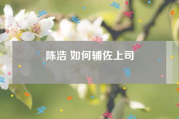 陈浩 如何辅佐上司