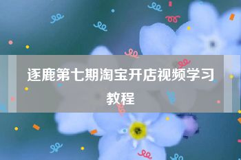 逐鹿第七期淘宝开店视频学习教程