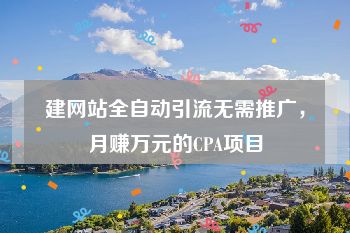 建网站全自动引流无需推广，月赚万元的CPA项目