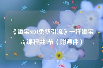 《淘宝SEO免费引流》一洋淘宝vip课程共8节（附课件）