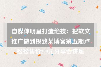 自媒体明星打造绝技：把软文推广做到极致某博客第五期卢松松售价299元分享会讲座