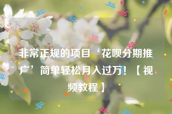 非常正规的项目‘花呗分期推广’简单轻松月入过万！【视频教程】