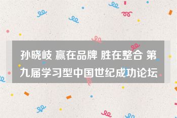 孙晓岐 赢在品牌 胜在整合 第九届学习型中国世纪成功论坛