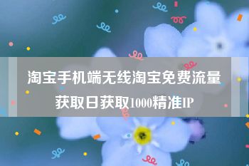 淘宝手机端无线淘宝免费流量获取日获取1000精准IP