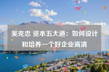 吴克忠 资本五大道：如何设计和培养一个好企业高清