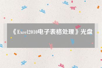 《Excel2010电子表格处理》光盘