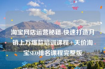 淘宝网店运营秘籍-快速打造月销上万爆款培训课程+天价淘宝SEO排名课程完整版