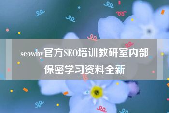 seowhy官方SEO培训教研室内部保密学习资料全新