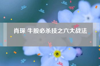 肖琛 牛股必杀技之六大战法