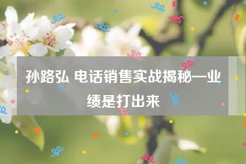 孙路弘 电话销售实战揭秘—业绩是打出来