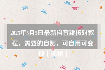 2023年5月5日最新抖音跳核对教程，需要的自测，可自用可变现【揭秘】