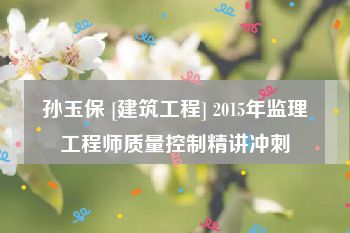 孙玉保 [建筑工程] 2015年监理工程师质量控制精讲冲刺