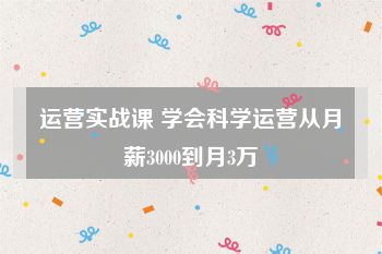 运营实战课 学会科学运营从月薪3000到月3万