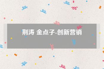 荆涛 金点子-创新营销