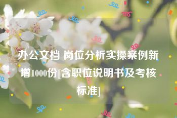 办公文档 岗位分析实操案例新增1000份[含职位说明书及考核标准]