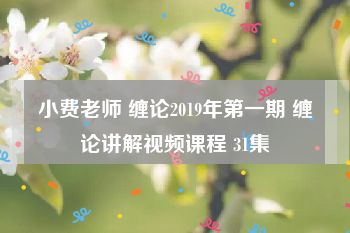 小费老师 缠论2019年第一期 缠论讲解视频课程 31集