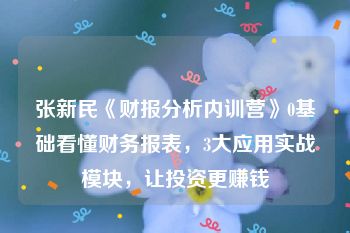 张新民《财报分析内训营》0基础看懂财务报表，3大应用实战模块，让投资更赚钱