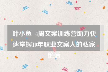 叶小鱼  4周文案训练营助力快速掌握10年职业文案人的私家绝活