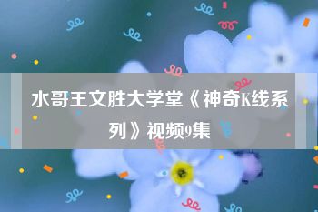 水哥王文胜大学堂《神奇K线系列》视频9集