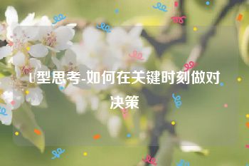 U型思考-如何在关键时刻做对决策