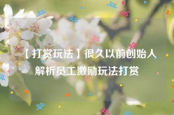 【打赏玩法】很久以前创始人解析员工激励玩法打赏