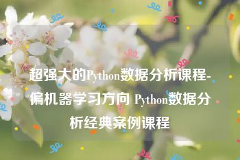 超强大的Python数据分析课程-偏机器学习方向 Python数据分析经典案例课程