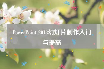 PowerPoint 2013幻灯片制作入门与提高