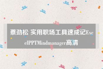 蔡劲松 实用职场工具速成记ExcelPPTMindmanager高清