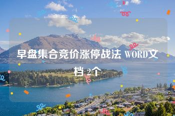 早盘集合竞价涨停战法 WORD文档 2个