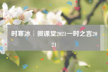 时寒冰│微课堂2021一时之言2021