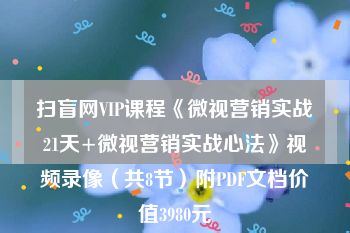 扫盲网VIP课程《微视营销实战21天+微视营销实战心法》视频录像（共8节）附PDF文档价值3980元