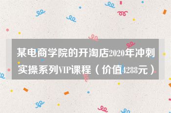 某电商学院的开淘店2020年冲刺实操系列VIP课程（价值4288元）