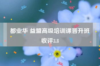 都业华 益盟高级培训课晋升班收评3.8