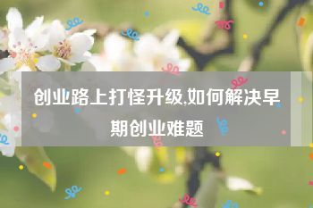 创业路上打怪升级,如何解决早期创业难题