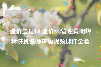 造价工程师 造价233管理黄明峰精讲班名师讲座视频课件全套