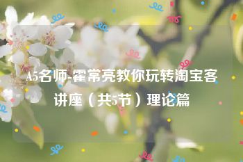 A5名师-霍常亮教你玩转淘宝客讲座（共5节）理论篇