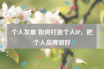 个人发展 如何打造个人IP，把个人品牌做好