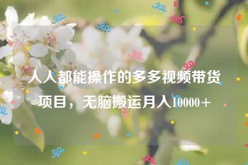 人人都能操作的多多视频带货项目，无脑搬运月入10000+