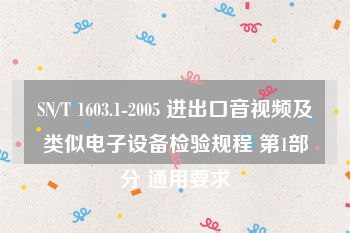 SN/T 1603.1-2005 进出口音视频及类似电子设备检验规程 第1部分 通用要求