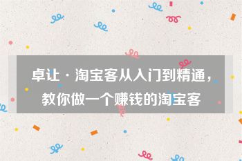 卓让·淘宝客从入门到精通，教你做一个赚钱的淘宝客